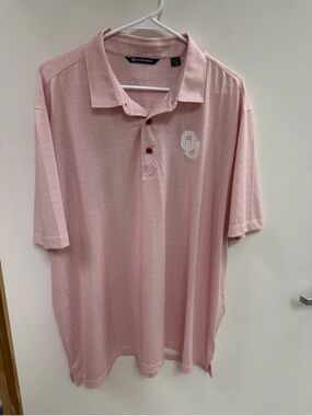 OU Cutter & Buck Men’s Pink Polo 2XL Short Sleeved Shirt